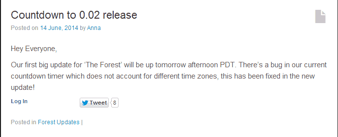 Countdown zum Update 0.02 "The Forest"