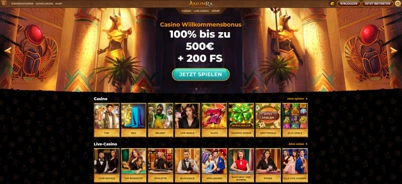 Amunra Casino Webseite